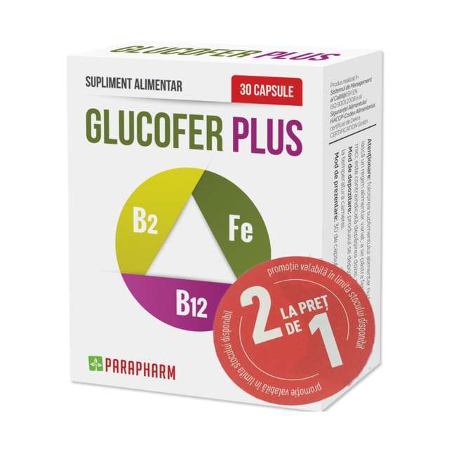 Glucofer Plus, 30 capsule, Parapharm (Pachet 1+1)